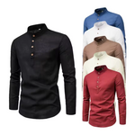 Men's Solid Color Casual Slim Fit Long Sleeved Business Shirt