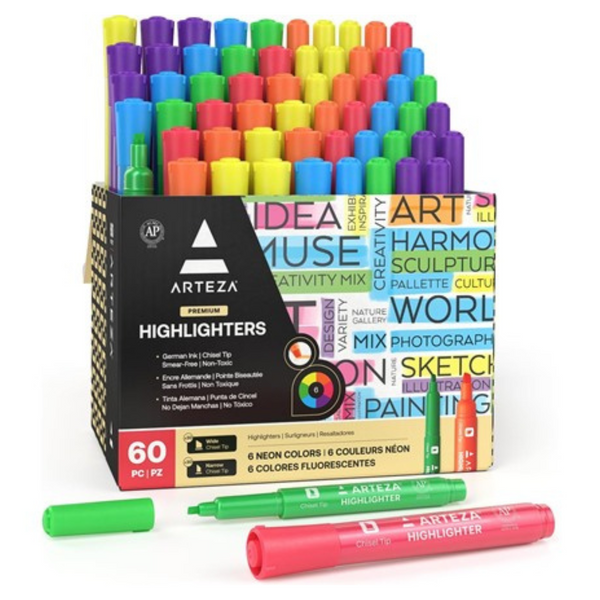 Set Of 60 ARTEZA Assorted Colors Highlighter Pens