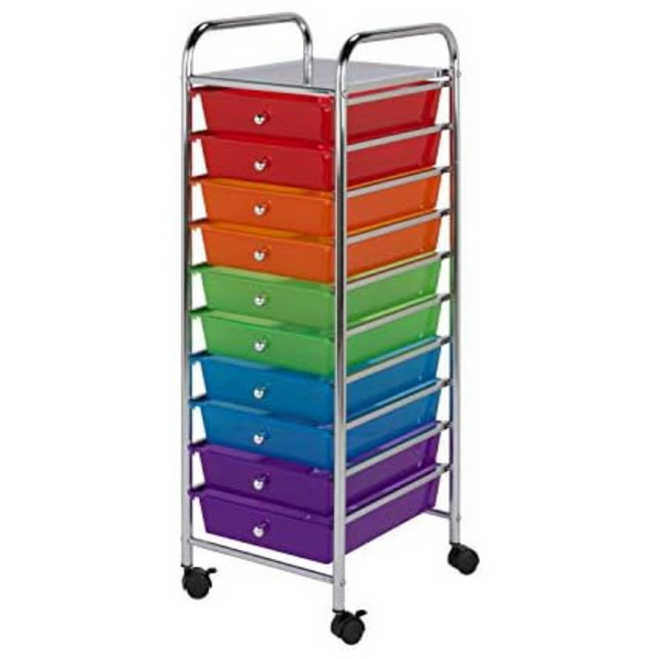 Honey-Can-Do 10-Drawer Rolling Office Organizer Cart (Multi-Color)