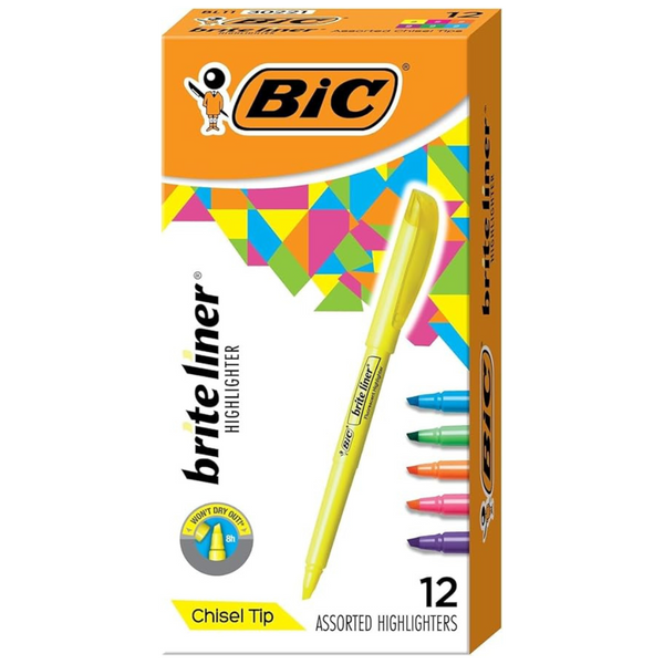 12-Count BIC Brite Liner Chisel Tip Highlighter (Assorted)