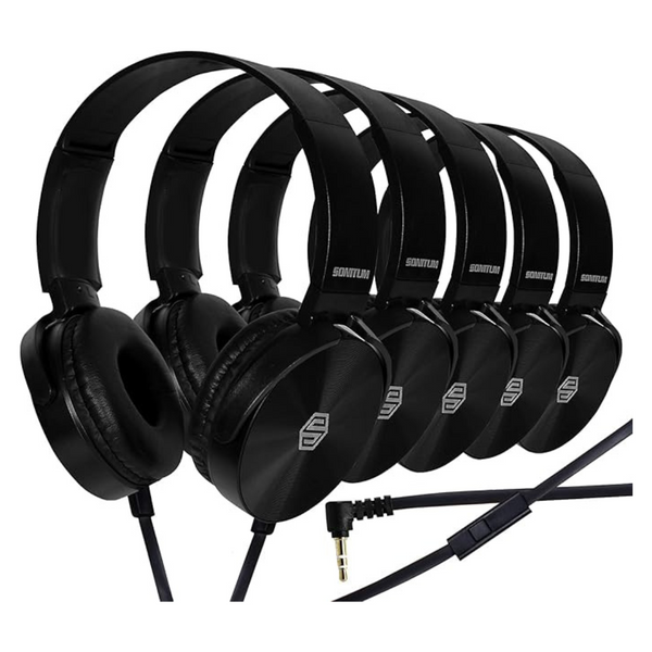 5-Pack Premium Classroom Headphone & Mic Set