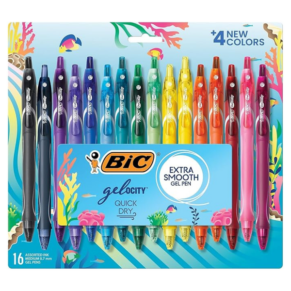 16-Count BIC Gelocity Quick Dry Colorful Gel Pens (Medium Point)
