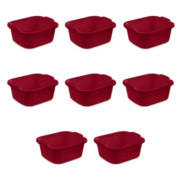 8-Pack 12-Qt Sterilite Multi-Purpose Plastic Wash Tub Dishpans (Red)