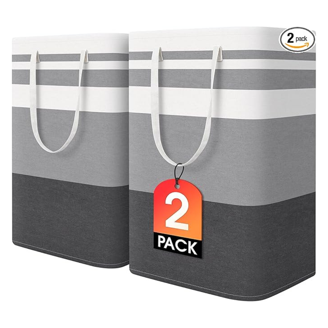 2-Pack HomeHacks 75L Large Waterproof Freestanding Laundry Basket