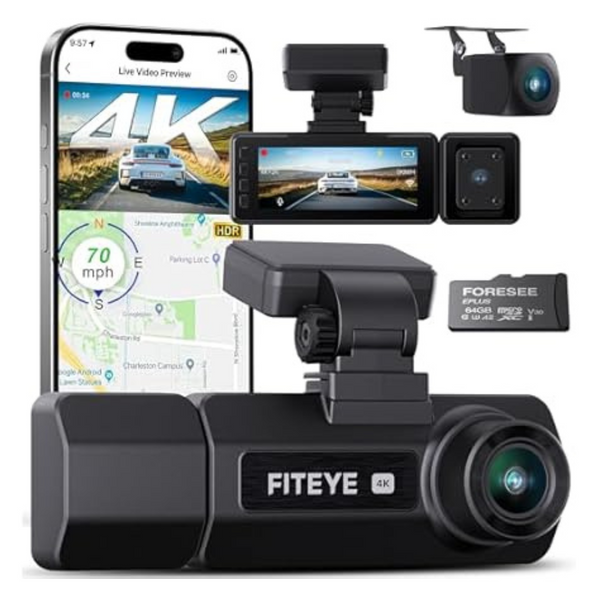 Fiteye IMX335 STARVIS Sensor 3-Channel 4K Dash Cam
