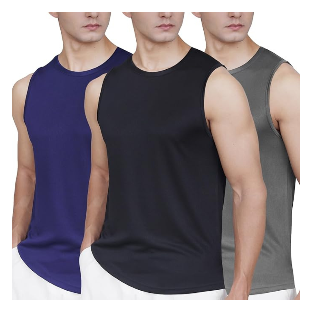 3-Pack Men's Quick Dry Gym Sleeveless Muscle T Shirts