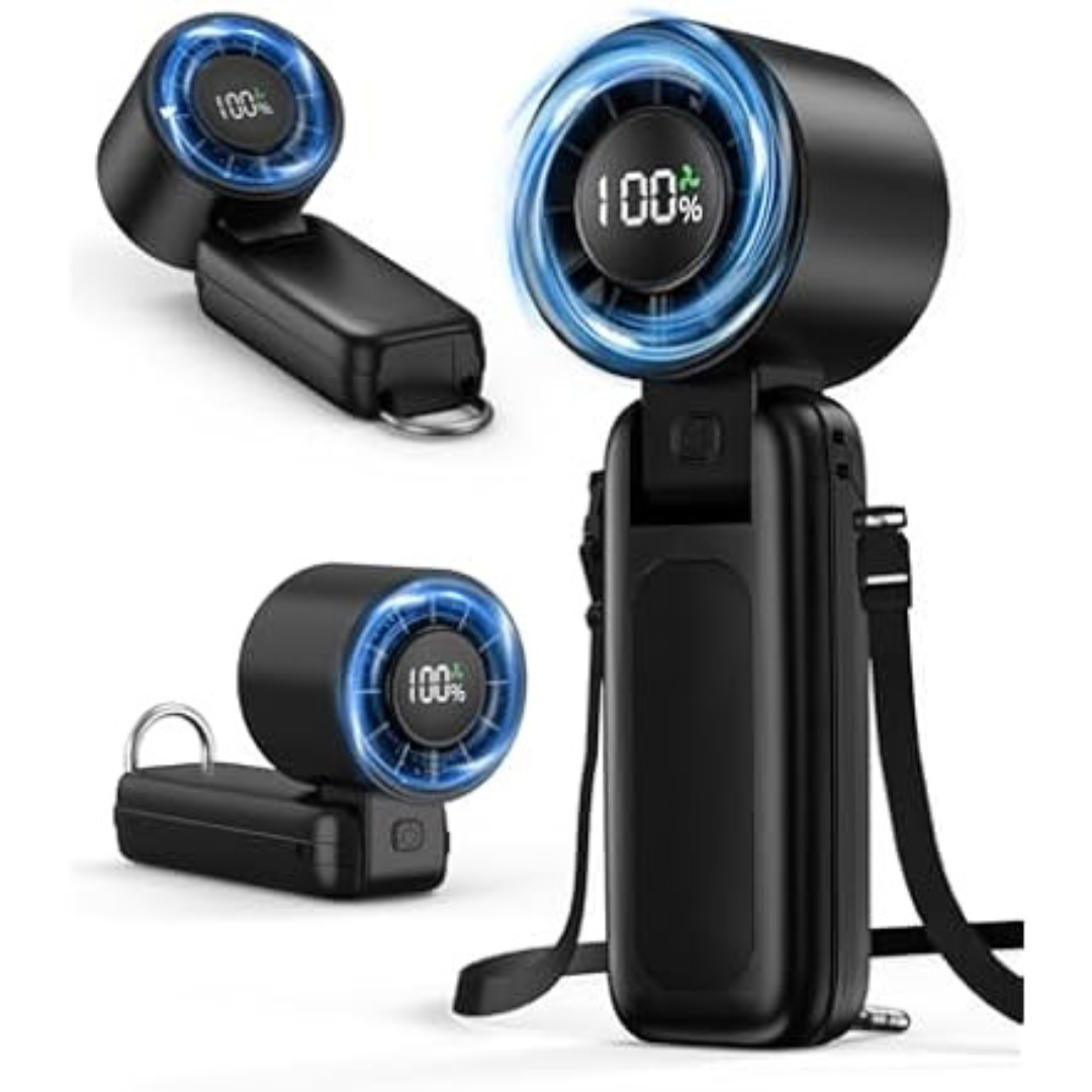 4 in 1 6-Speed, 5000mAh Battery Handheld Portable Turbo Fan