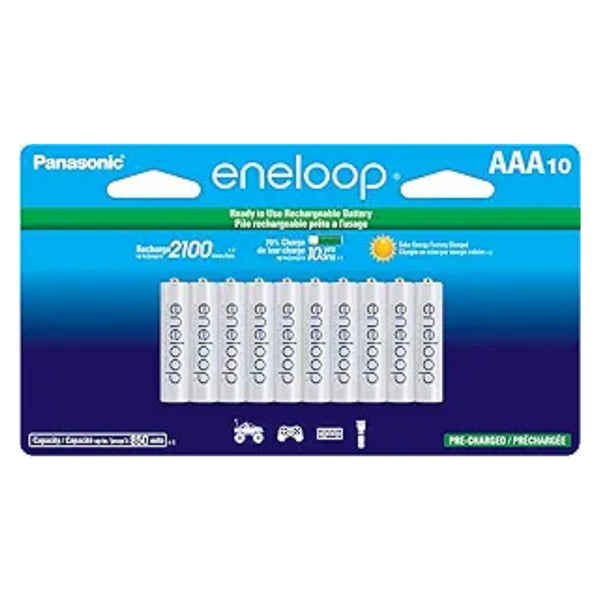 10-Pack Eneloop Panasonic AAA Ni-MH Pre-Charged Rechargeable Batteries