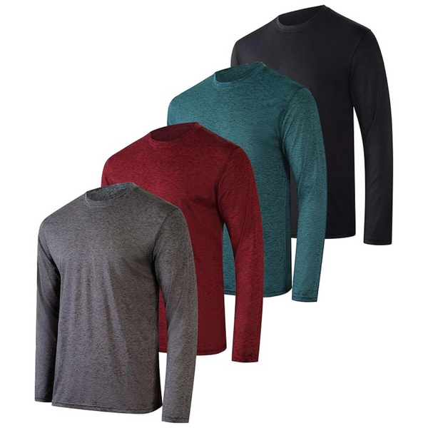 4-Count Real Essentials Men's Dry-Fit UV Moisture Wicking Long-Sleeve Shirts