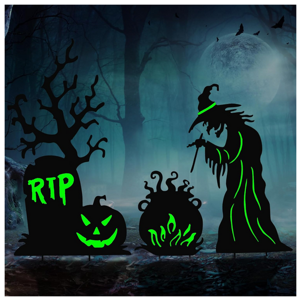 3-Pack Metal Warerproof Scary Witch Outdoor Decorations