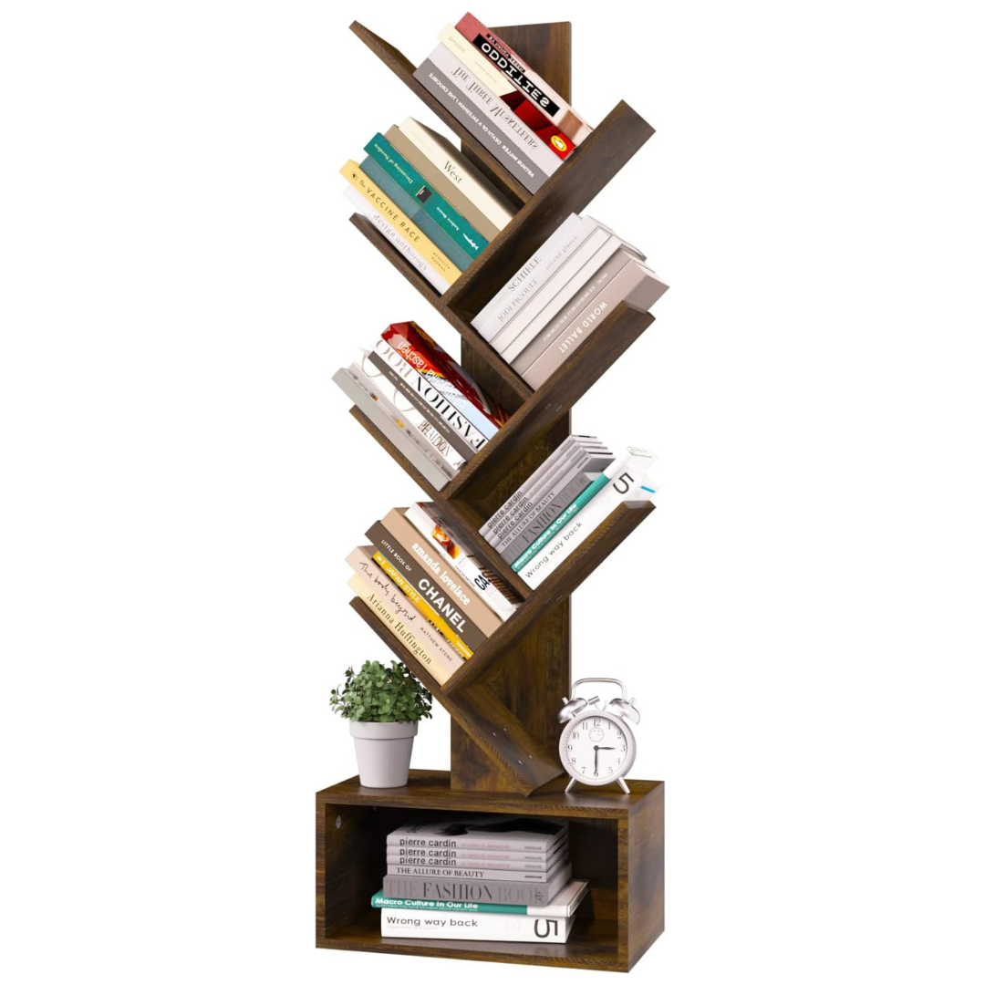 Yoobure 6 Shelf Retro Floor Standing Tree Bookshelf