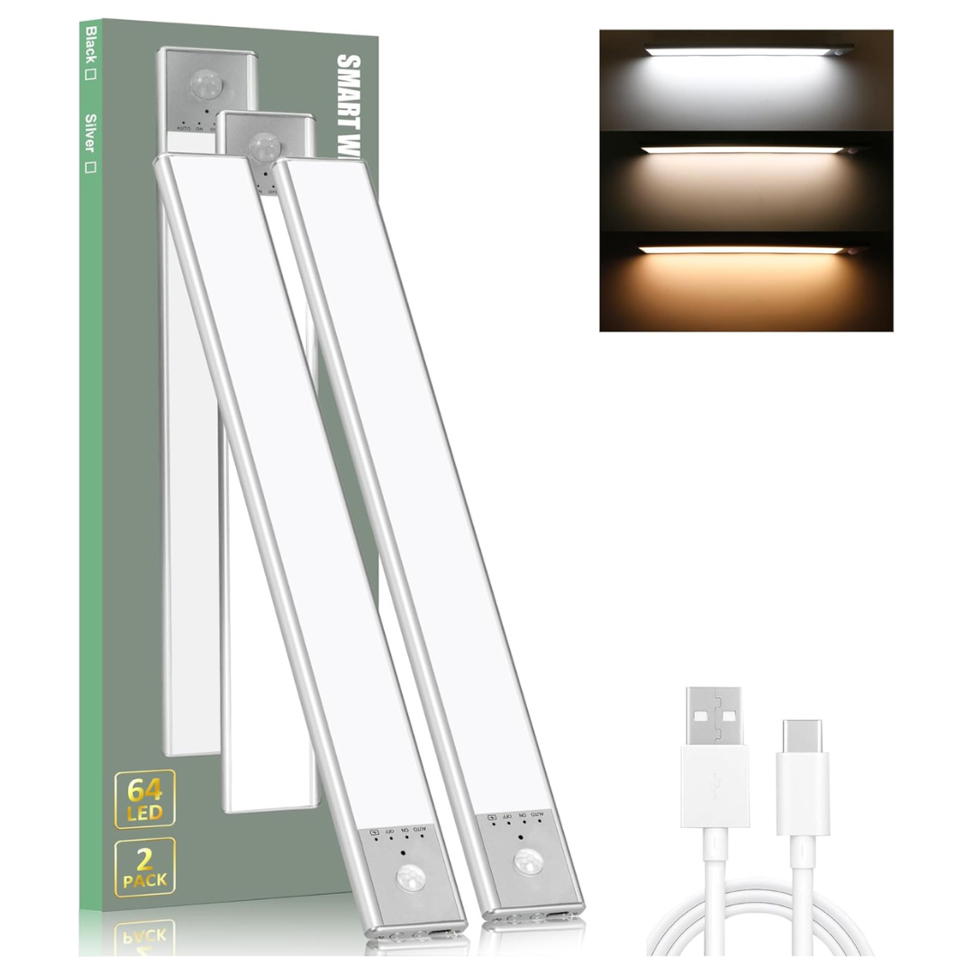 2-Pack 2000mAh Rechargeable Under Cabinet Light