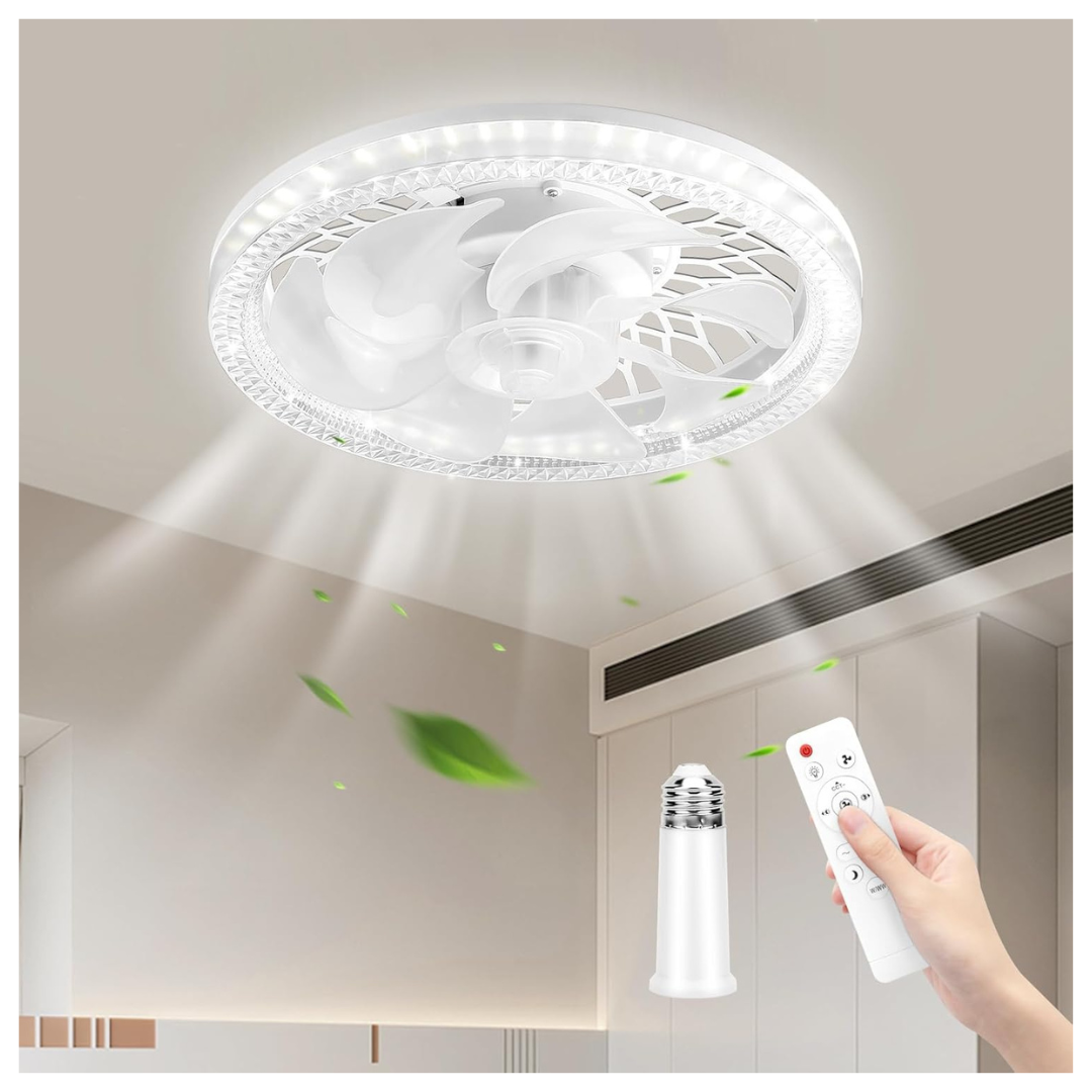 Socket Ceiling Fan With Lights, Remote Control