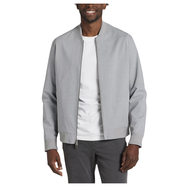 Awearness Kenneth Cole Mens Modern Fit Mini Check Bomber Jacket