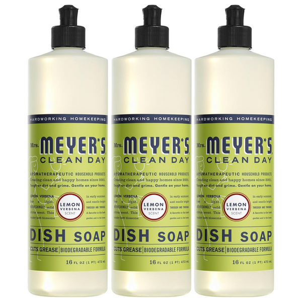 3-Pack 16 fl. oz Mrs. Meyer's Clean Day Liquid Dish Soap (Lemon Verbena)