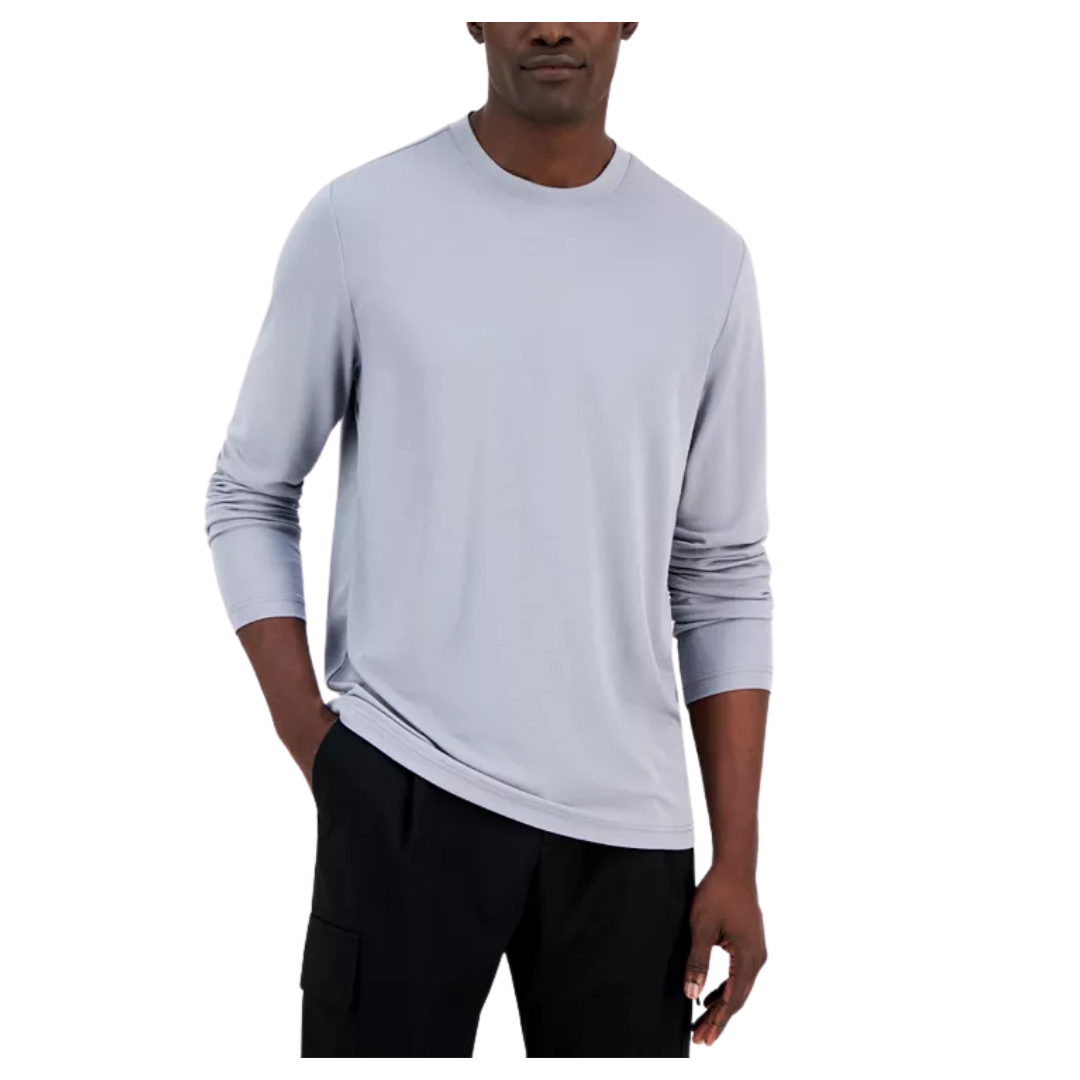 Alfani Alfatech Long Sleeve Crewneck T-Shirt