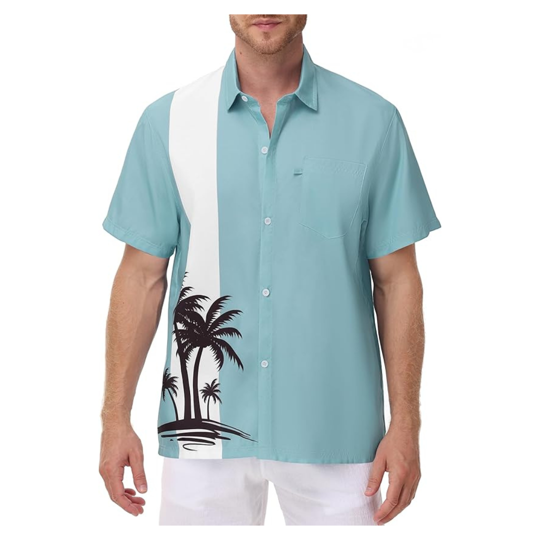 Men's Short Sleeve Button Down Tropical Hawaiian Shirt