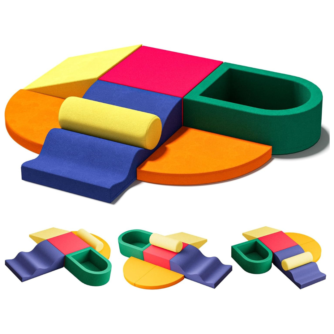 7-Piece Tzechkii Installation-Free Toddler Soft Foam Climbing Blocks Set