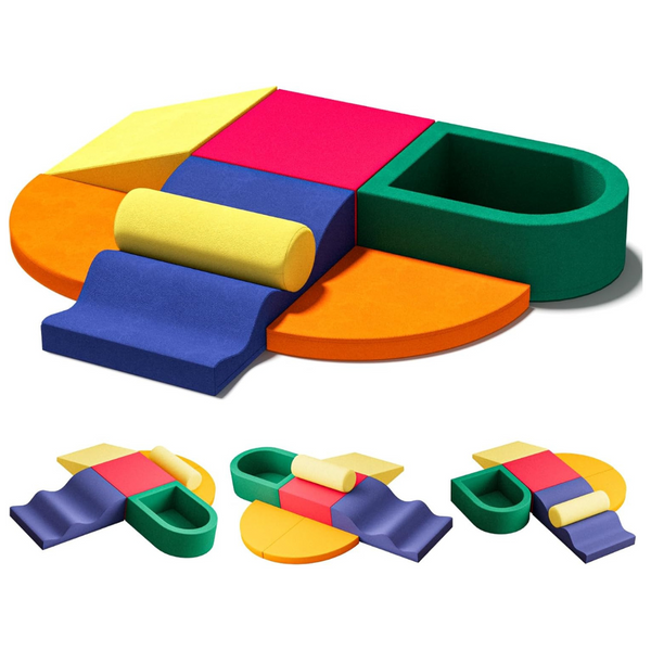 7-Piece Tzechkii Installation-Free Toddler Soft Foam Climbing Blocks Set