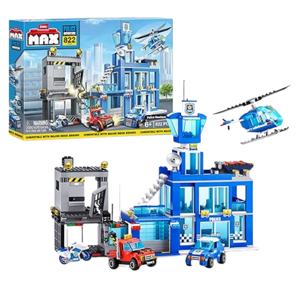 822-Piece MAX Adventure Police Headquarters Playset Toys