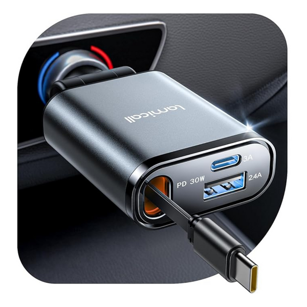 57W Lamicall USB-C Retractable Car Charger