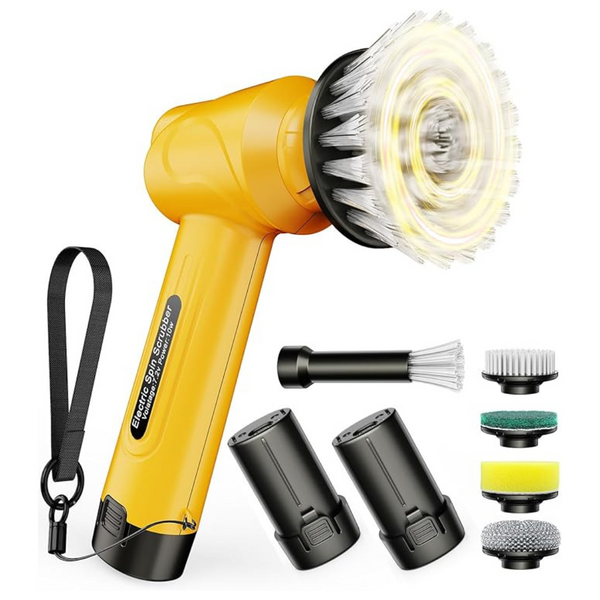 Qimedo Waterproof Cordless Electric Spin Scrubber W/ 5 Heads