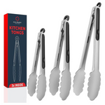 3-Piece Culinary Couture Stainless Steel Kitchen Tongs