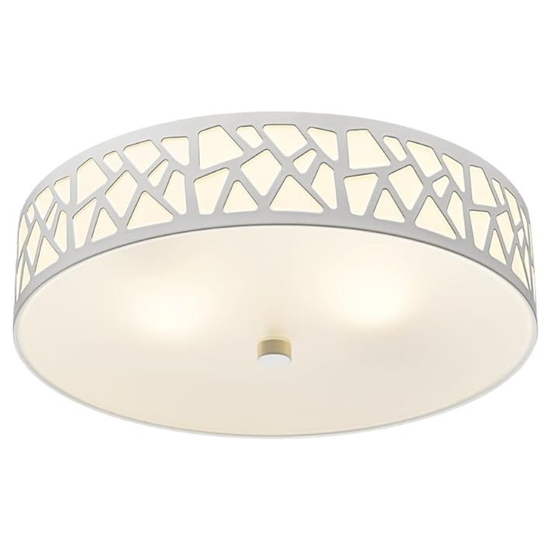 2-Piece 12" Modern Flush Mount Ceiling Light Fixture W/ White Metal