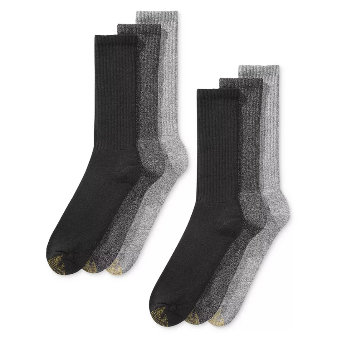 6-Pairs Goldtoe Men's Harrington Crew Socks