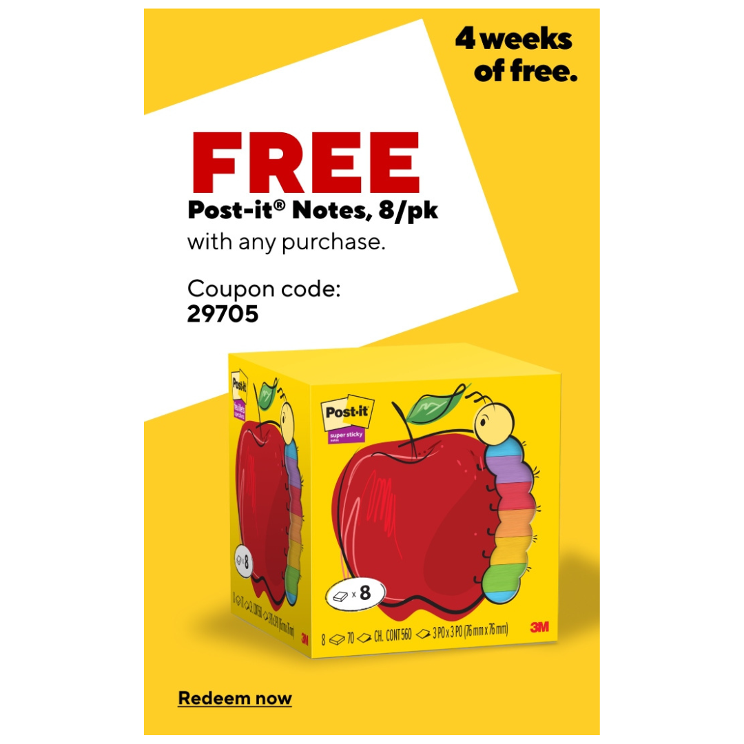 Staples: FREE Box Of Post-its With Any Purchase