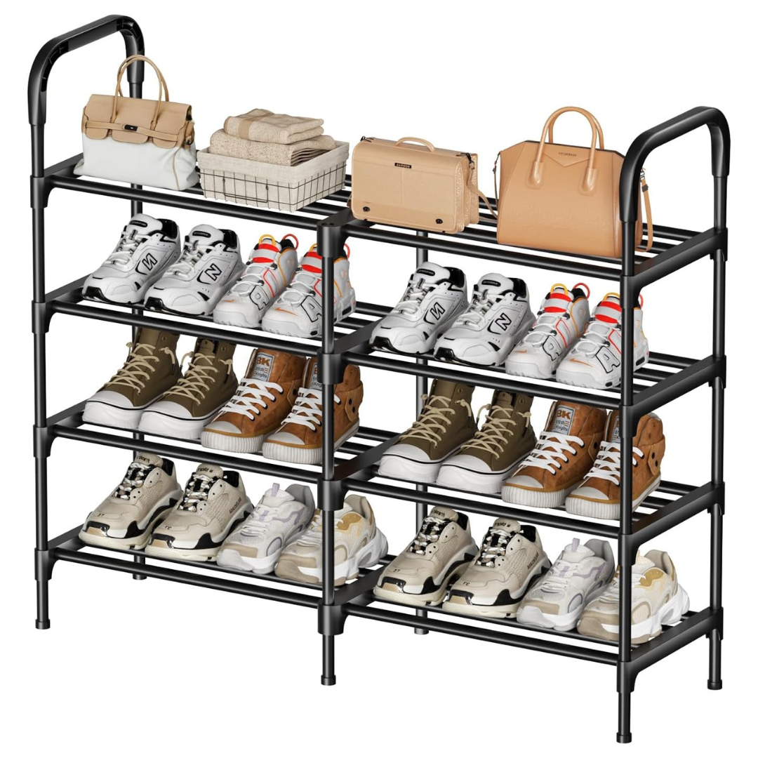 Oeofuzep 4-Tier Metal Free-Standing Storage 20-Pairs Shoe Rack