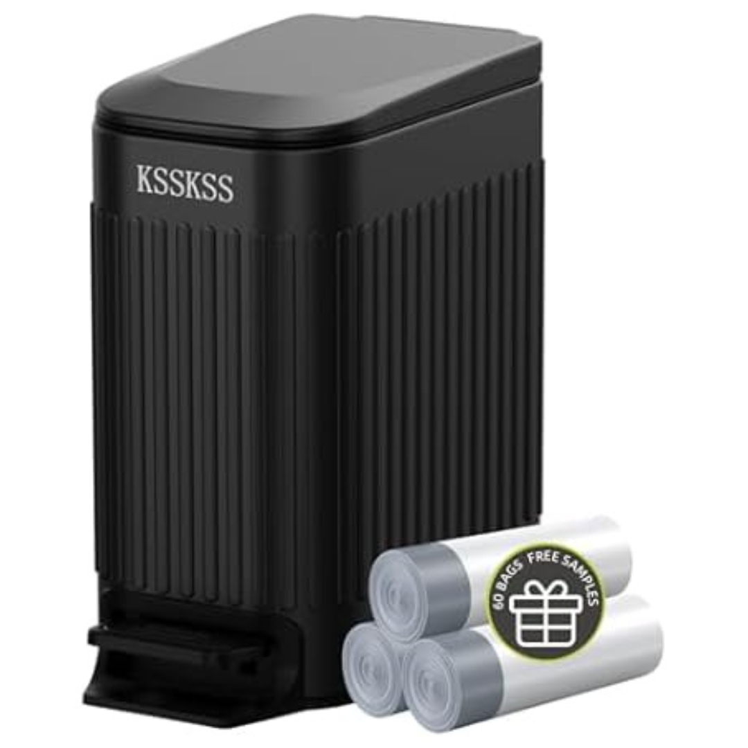 1.6 Gallon KSSKSS Small Bathroom Trash Can With Lid
