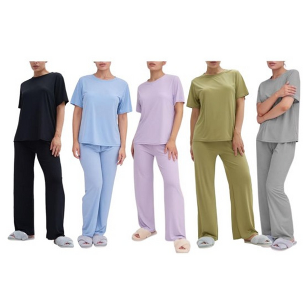 6-Piece Talmont Womens Silky Short Sleeve Lounge Pajama Sets
