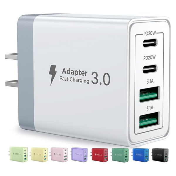 40W 4-Port Fast Charger Type C Charger Block
