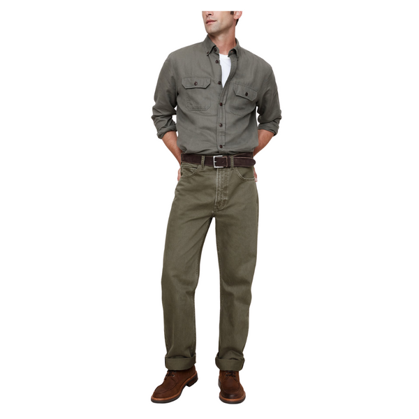 Banana Republic Men's Straight Garment Dye Jeans (Green Nori)