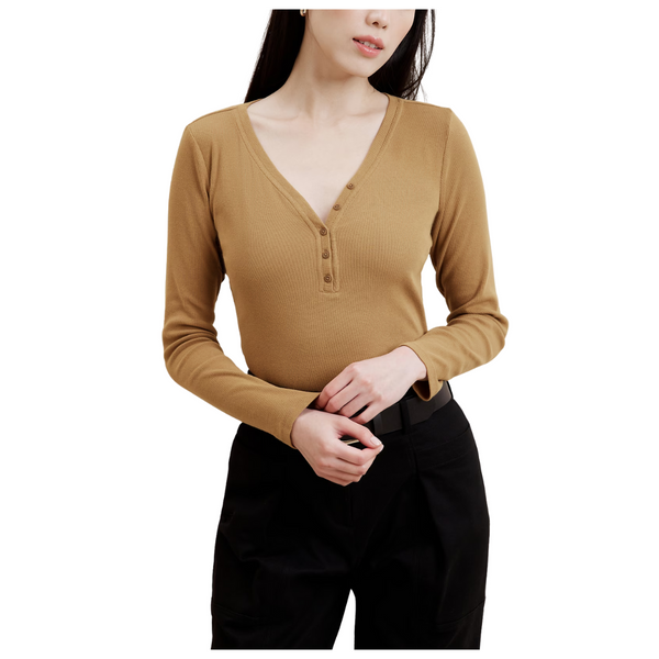 Banana Republic Factory Women's Ribbed Henley Top