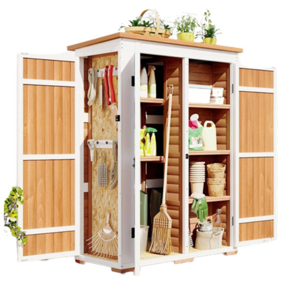 65.7" Waterproof Roof Garden Tool Storage Shed Cabinet