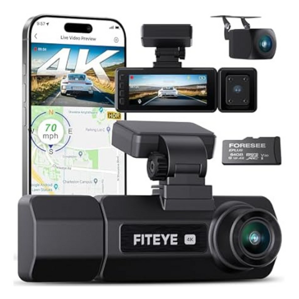 Fiteye IMX335 STARVIS Sensor 3-Channel 4K Dash Cam