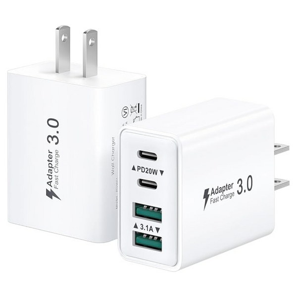 2-Pack 4 Ports 40W USBC Wall Charger Plug