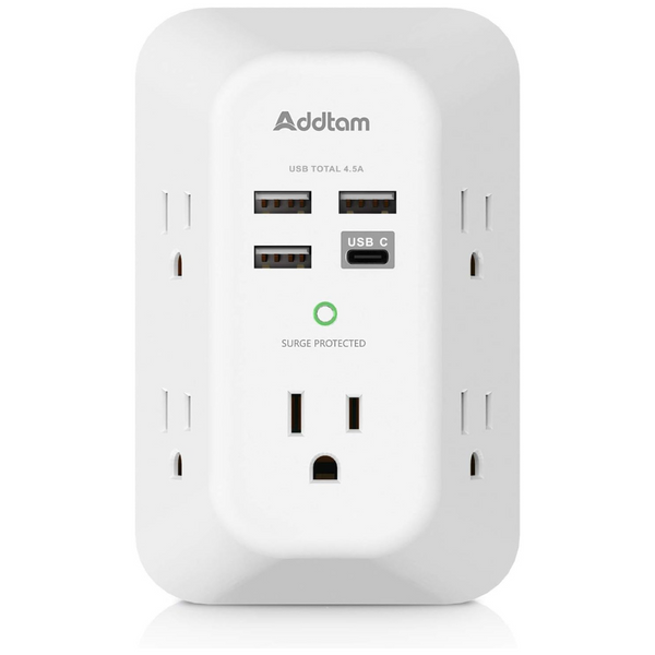 Surge Protector Wall Charger With 5 Outlet & 4 USB Ports
