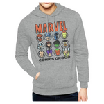Marvel Men's Apparel Graphic Hoodie Sweatshirt (Comic Heads, Heather)