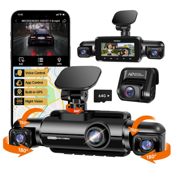 Neideso 2K+1080P Front And Rear Inside Car Dash Cam