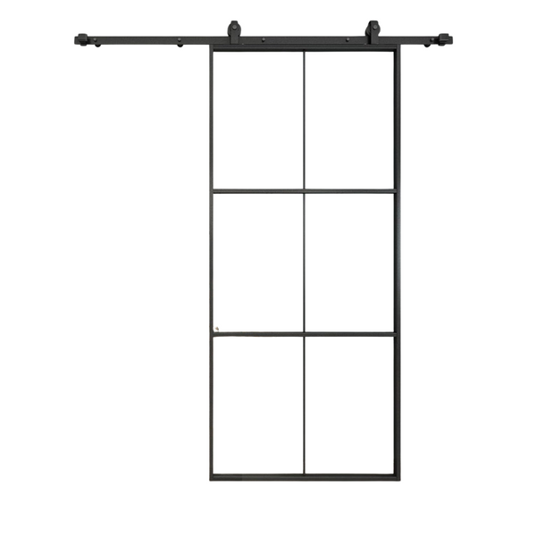 Jubest 42" x 96" Glass Sliding Barn Door With 7ft Hardware Kit
