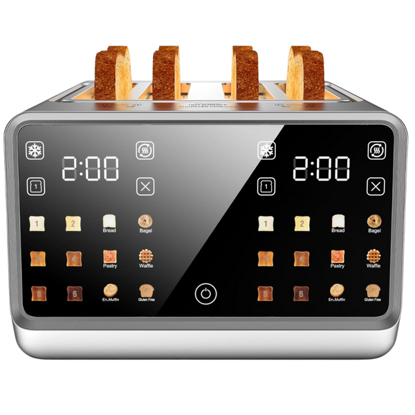 Foyoconven 1800W Stainless Steel Dual Touchscreen 4-Slice Toaster