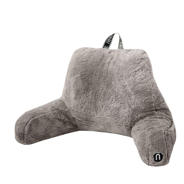 Nestl Faux Fur Pillow With Arms For Reading And Back Support (Grey)