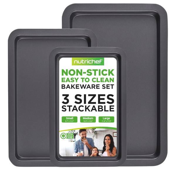 3-Piece NutriChef Nonstick Cookie Sheets For Baking