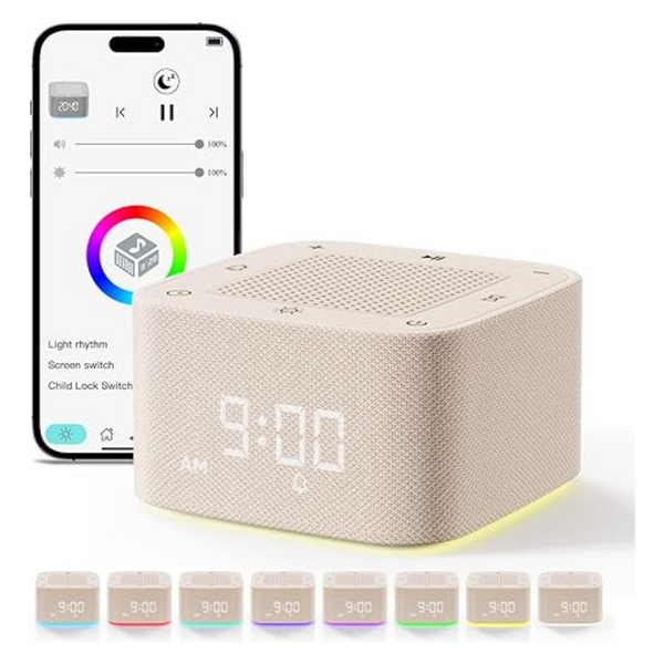 White Noise Sound Machine Alarm Clock W/ 32 Soothing Sounds & Night Light