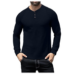 Men's Slim Fit Long Sleeve Solid Button Waffle Henley Shirts