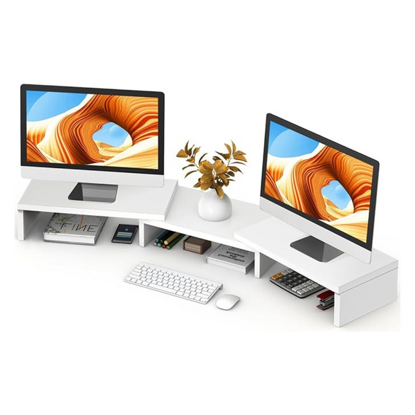 43" Wood Extra-Long Dual Monitor Riser Stand