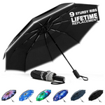42" Windproof Folding Umbrella With Auto Open/Close & Double Canopy